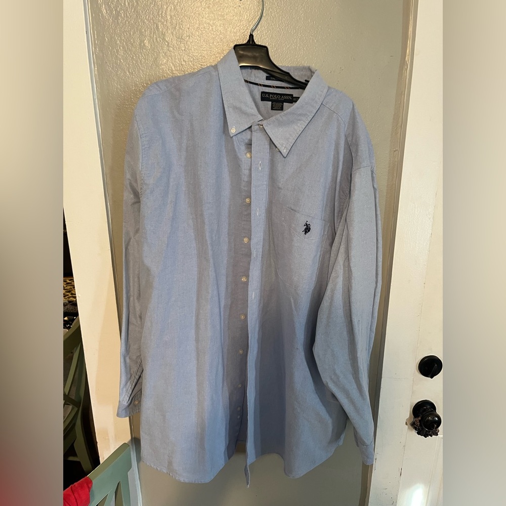 US Polo Association 4XLT Light Blue Stretch Button Down Shirt